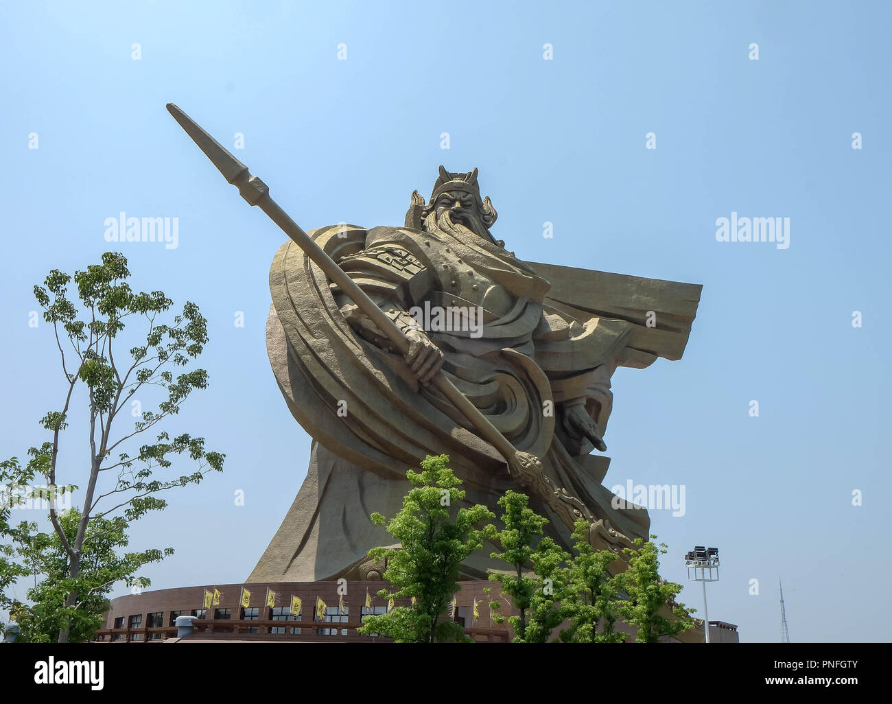 JINGZHOU, CHINA - Jun 7 2018: The biggest Guan Yu Statue. Guan Yu Temple. Travel in Jingzhou City. This temple famous for who love Three Kingdoms seri Stock Photo
