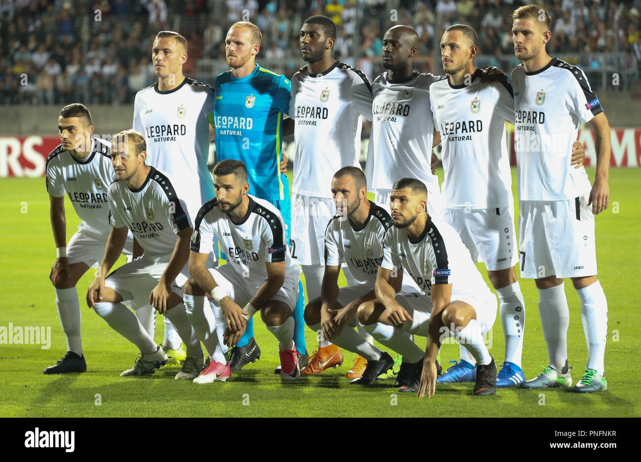 Dudelange, Luxembourg. 20th Sept 2018. Team F91 Dudelange during the UEFA  Europa League, Group F football match between F91 Dudelange and AC Milan on  September 20, 2018 at Josy Barthel stadium in