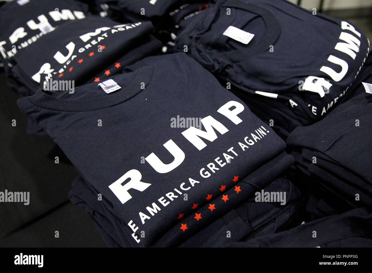 Donald Trump t-shirts at a public appearance for President Donald Trump ...
