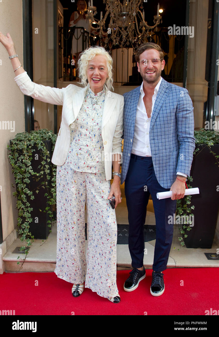 Monaco, Monte Carlo - September 20, 2018: Fashion photographer Ellen von Unwerth and Damien Simonelli during the Vernissage of her Exhibition Beauté Fatale at Opera Gallery Monaco. Art, Artist, Artwork, Gallerie, Kunst | usage worldwide Stock Photo