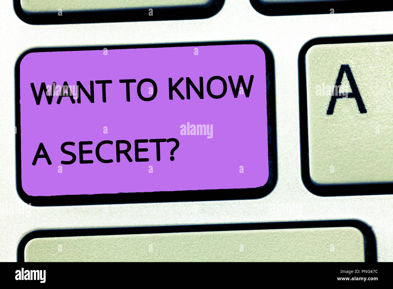 Secret Known Word writing text Want To Know A Secret question. Business concept for ...