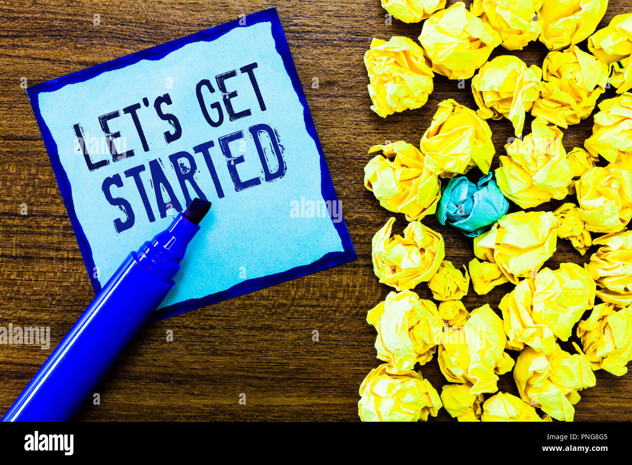 Writing note showing Let s is Get Started. Business photo showcasing To ...