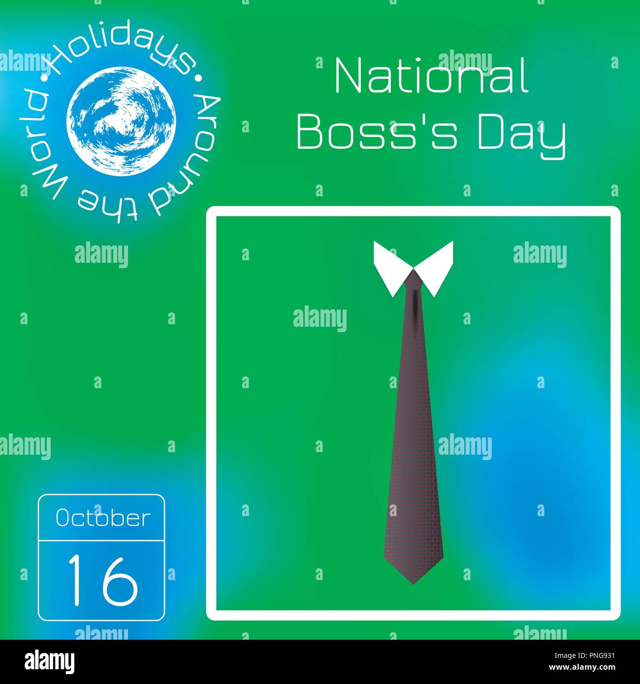 National Boss s Day. Tie and collar shirt. Calendar. Holidays Around