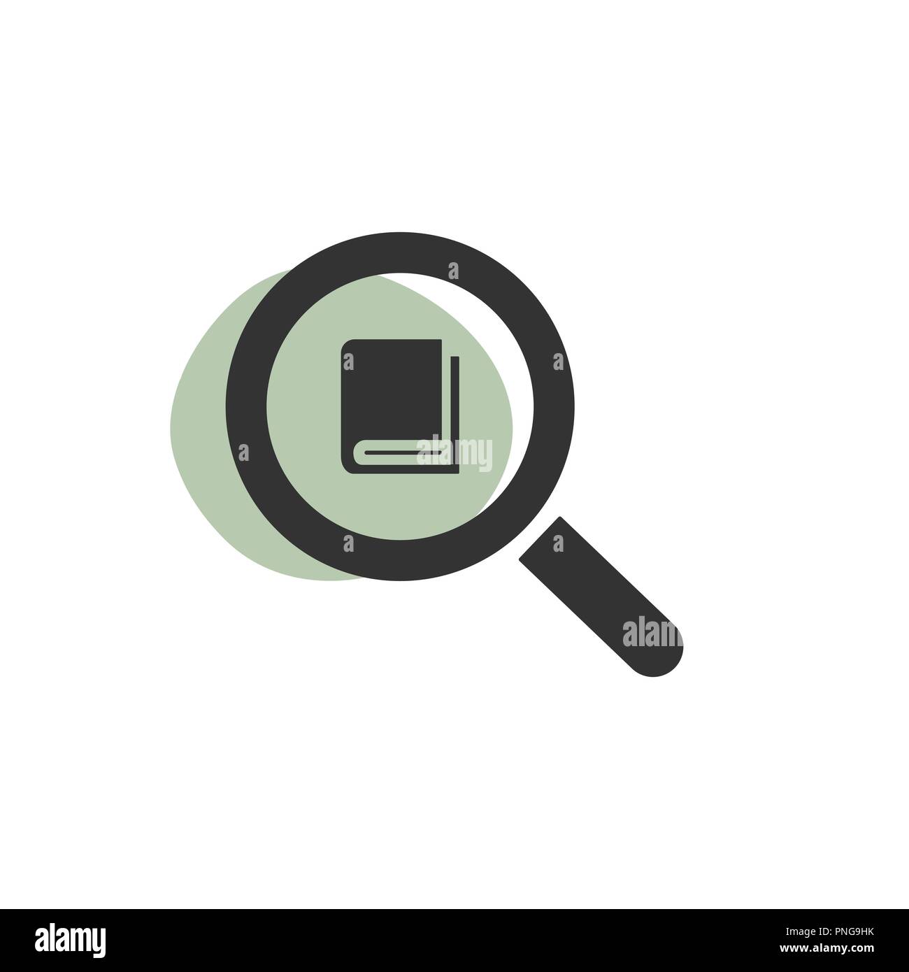 Magnifying glass looking for a book isolated web icon. Vector illustration Stock Vector