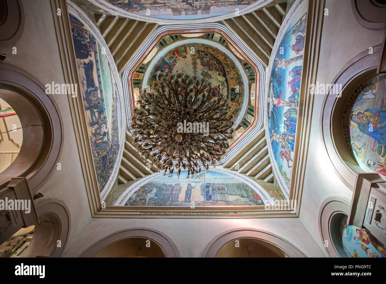 Vault ceiling, Holy Trinity Cathedral, known in Amharic as Kidist Selassie, Ethiopian Orthodox Tewahedo Church, resting place for  Emperor Haile Selas Stock Photo