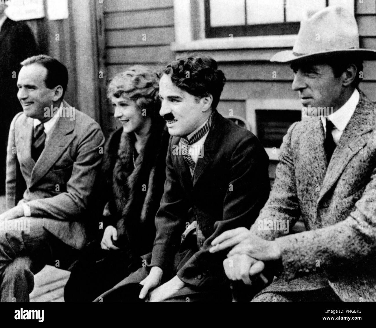 DOUGLAS FAIRBANKS; MARY PICKFORD; D. W. GRIFFITH; CHARLIE CHAPLIN. Stock Photo