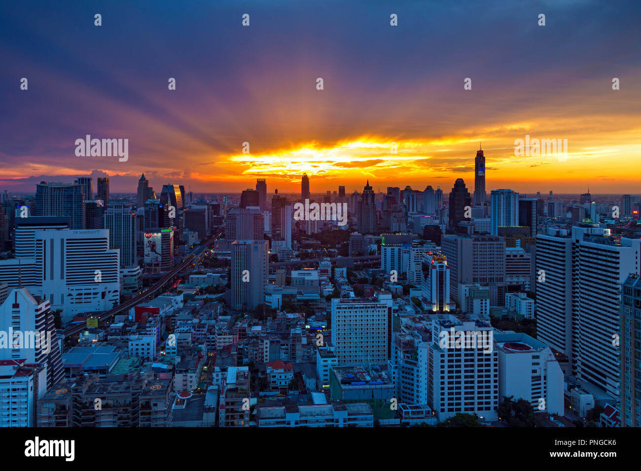 Bangkok skyline at sunset, Thailand Stock Photo - Alamy
