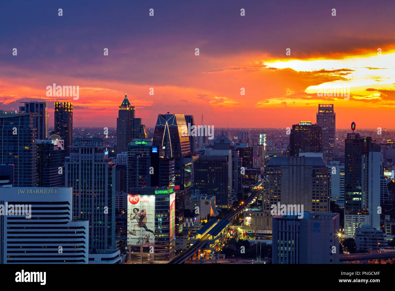 Bangkok skyline at sunset, Thailand Stock Photo - Alamy