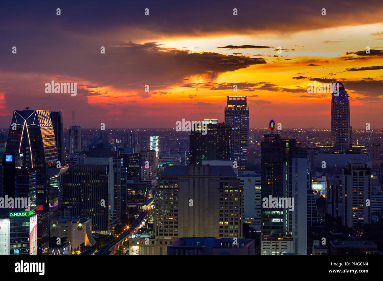 Bangkok skyline at sunset, Thailand Stock Photo - Alamy