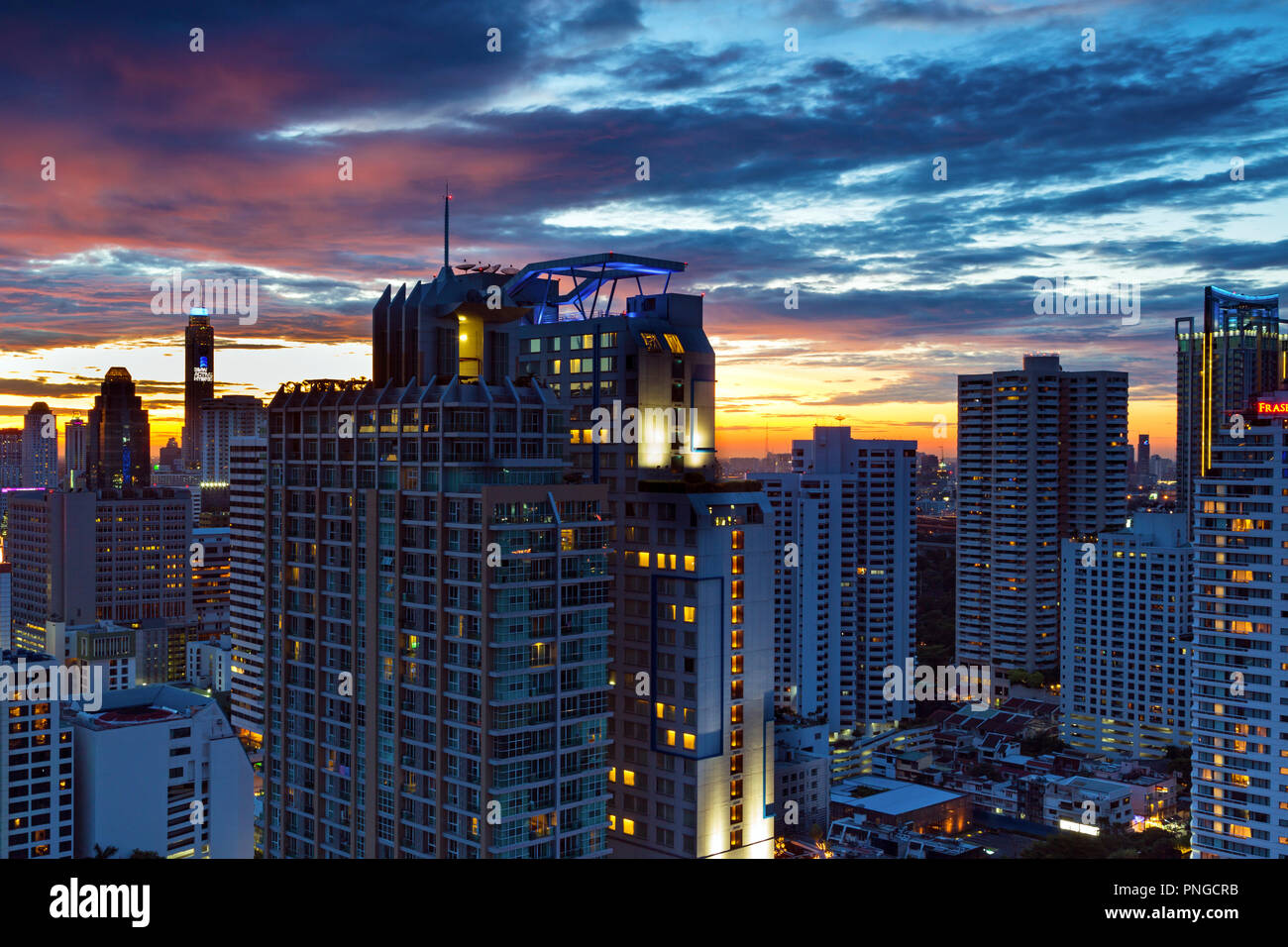 Bangkok skyline at sunset, Thailand Stock Photo - Alamy