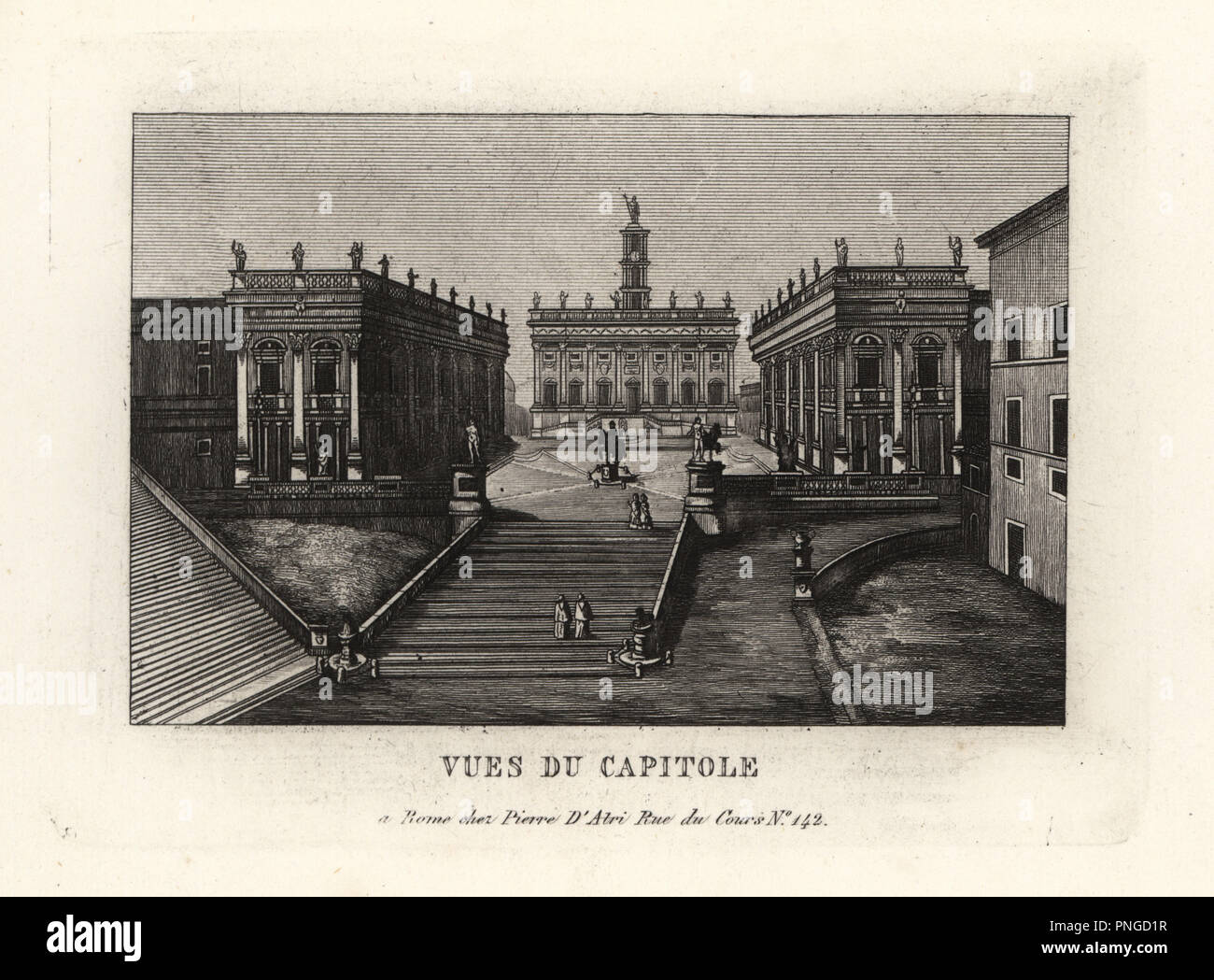 View of the Capitoline Hill. Piazza del Campidoglio, Palazzo Senatorio ...