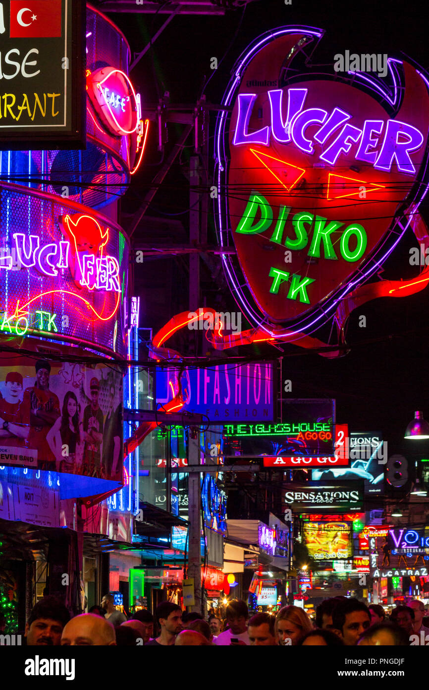 Walking Street at night, Pattaya, Chonburi, Thailand Stock Photo Alamy