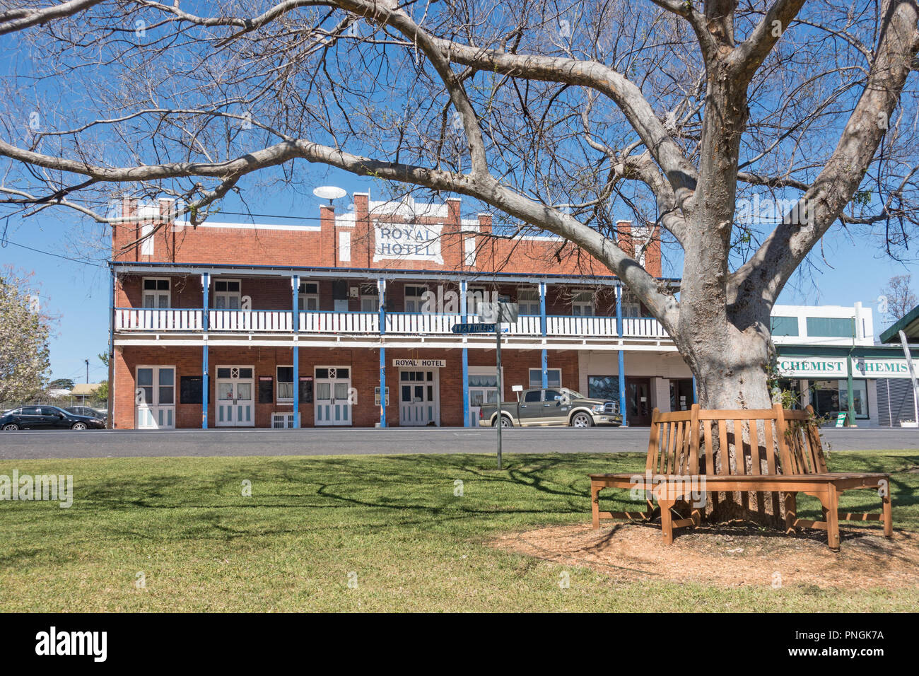 Park opposite the Royal Hotel, Dunedoo, NSW Australia Stock Photo Alamy
