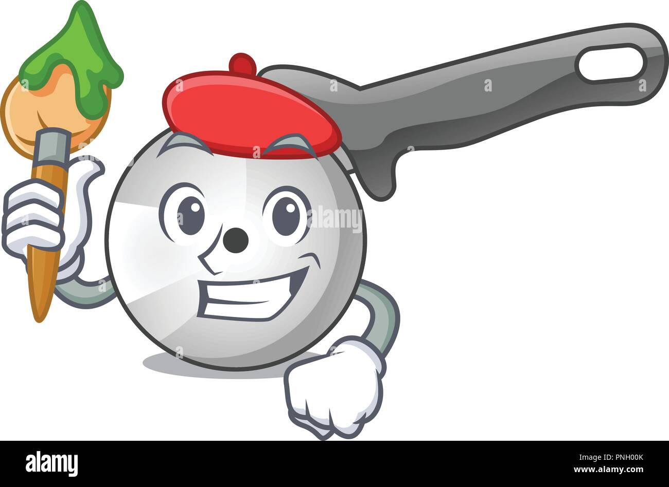 Artist pizza cutter knife cartoon for cutting Stock Vector