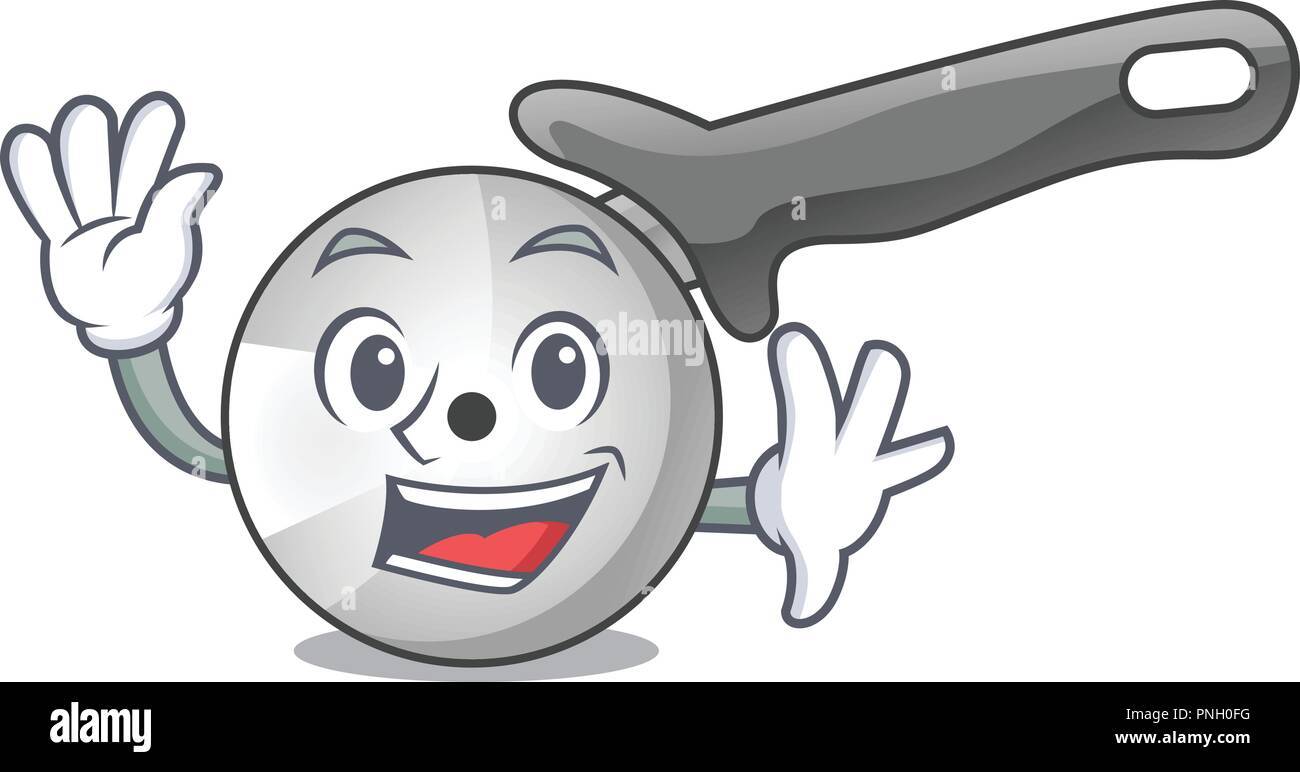 Waving character pizza cutter with handle cartoon Stock Vector Image ...
