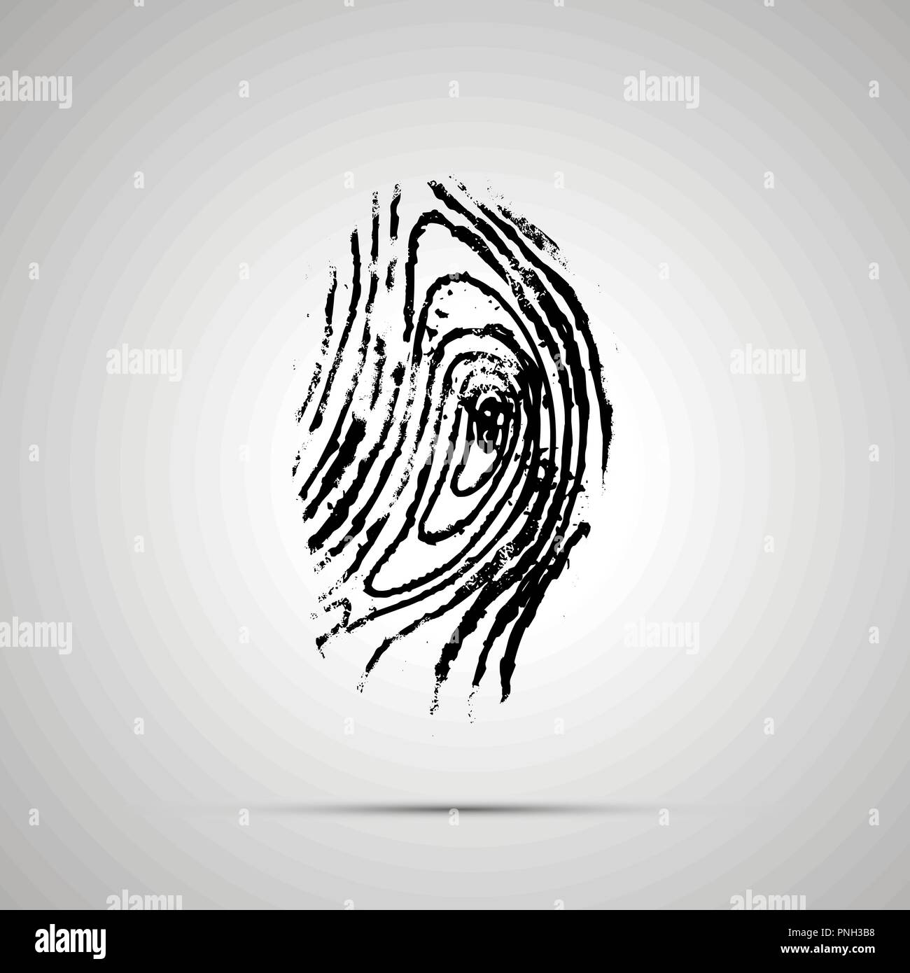 Detailed human fingerprint, simple black icon Stock Vector