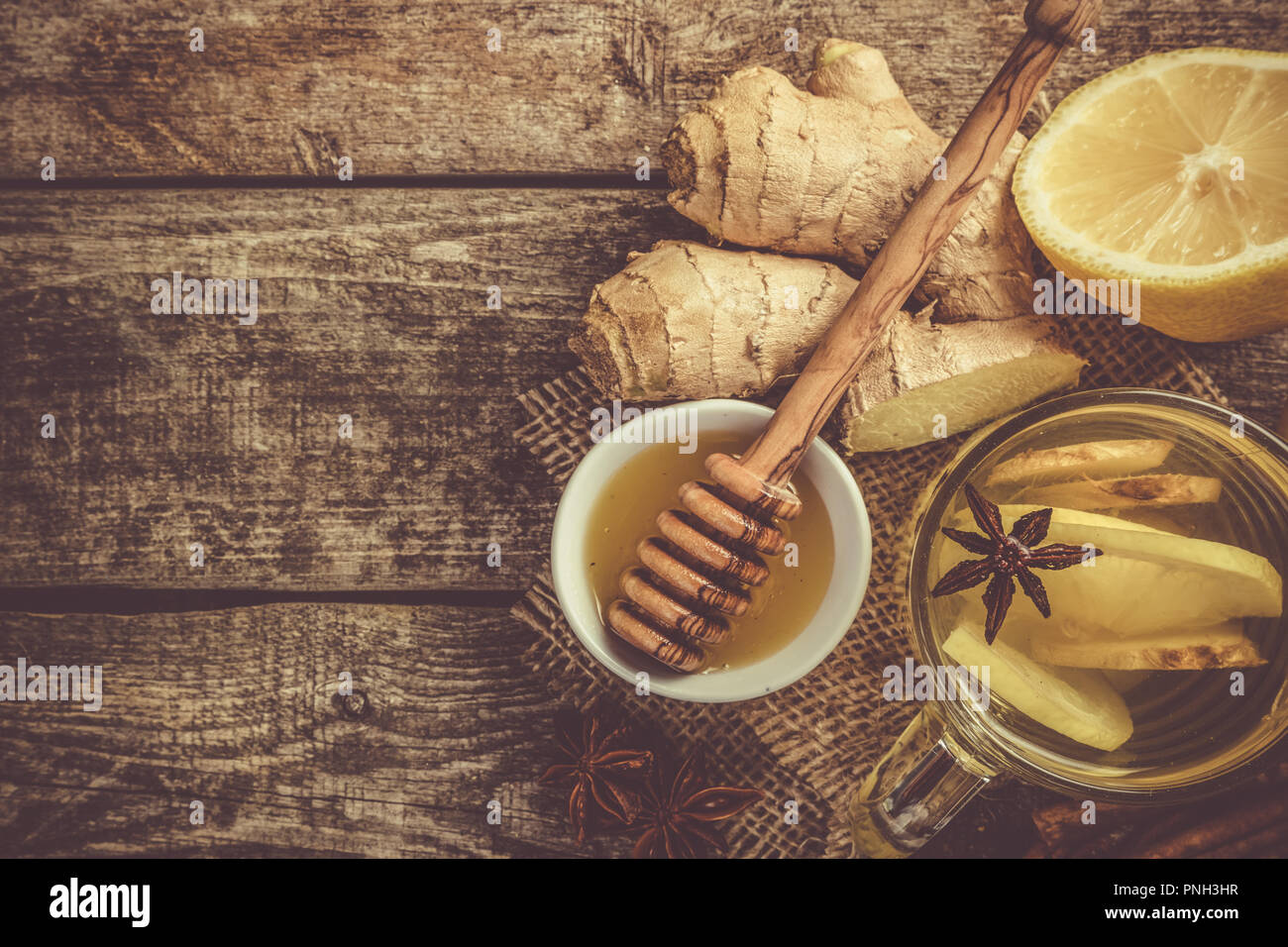 Ginger tea with lemon and honey Stock Photo Alamy