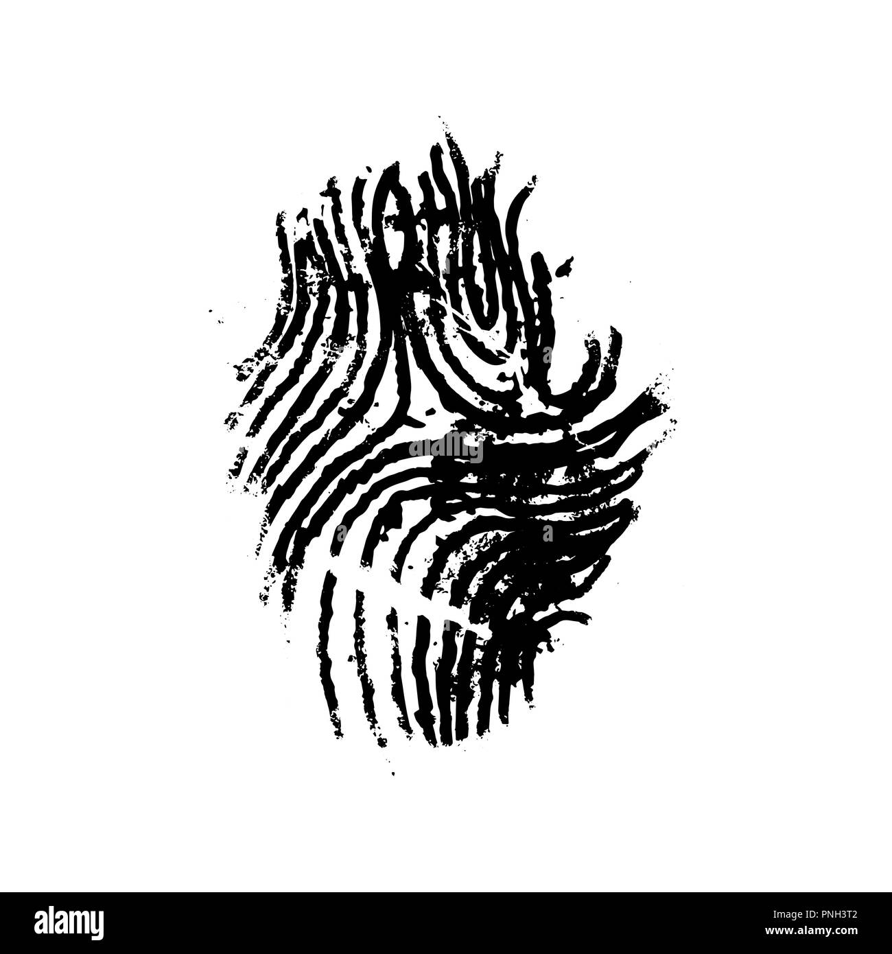 Grunge imprint of human finger, simple black icon on white Stock Vector