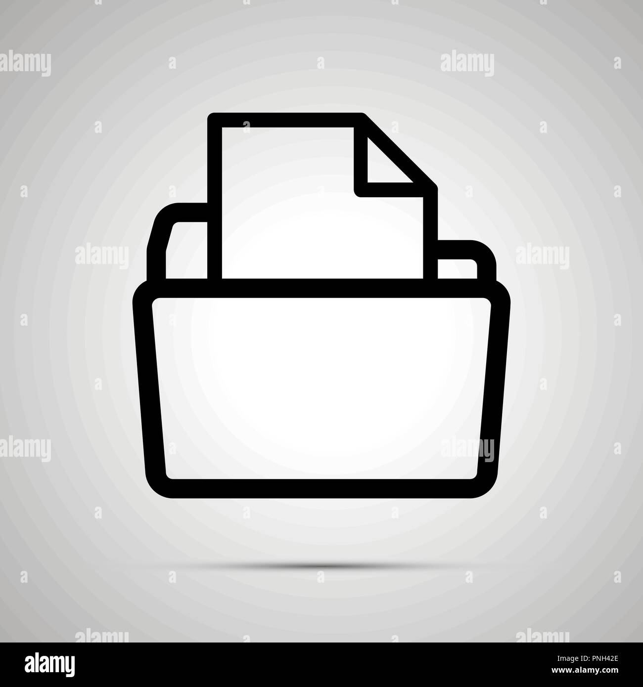Open folder with document, simple black icon with shadow Stock Vector ...