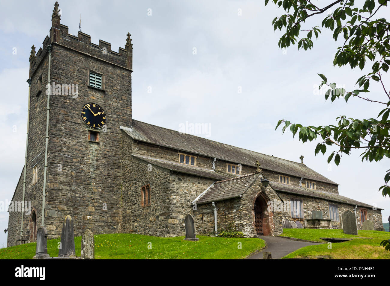 Church of England Parish church Hawkshead, Lake District. Parts of the building date from late 15th century or early 16th century with later additions Stock Photo