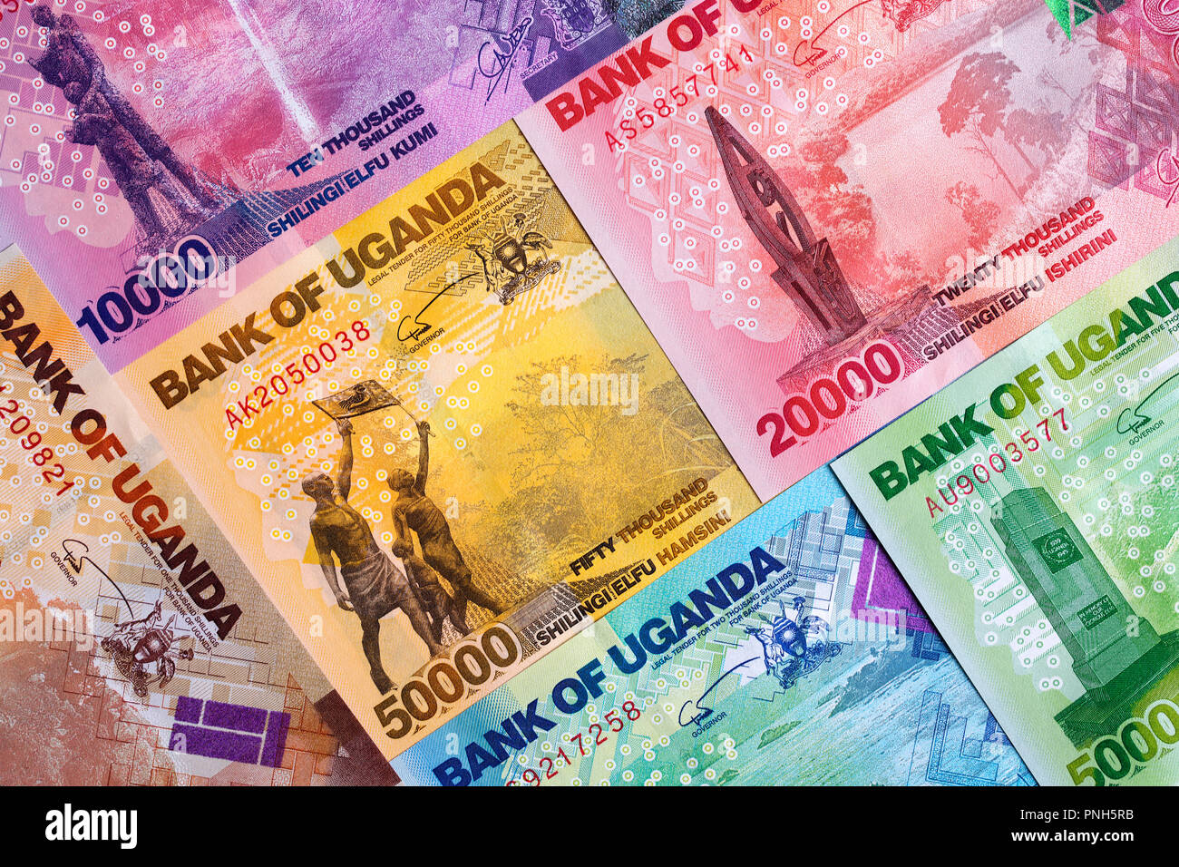 Ugandan Shilling, a background with money from Uganda Stock Photo