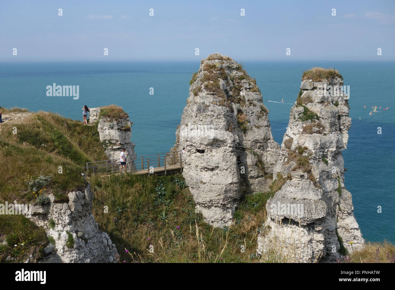 detail of clifftops at Etretat, Normandy France Stock Photo