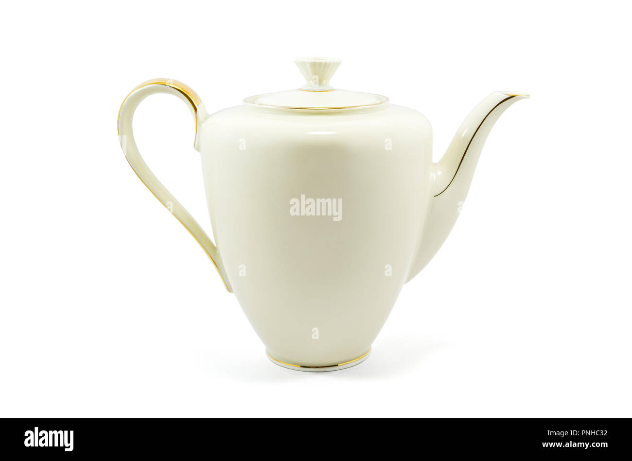 Oldfashioned porcelain tea pot isolated on white background Stock