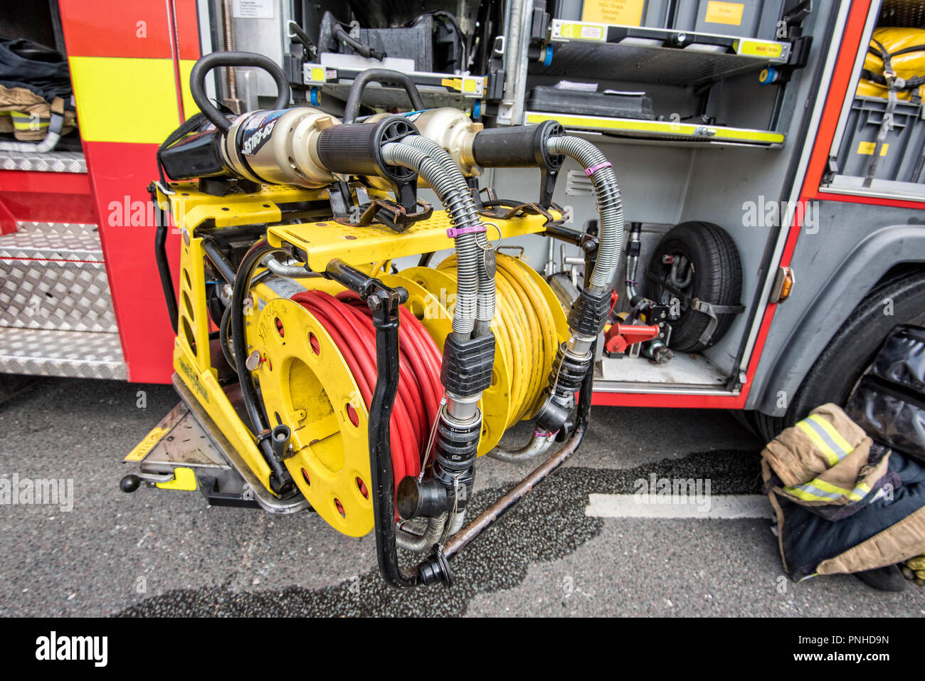 Fire engine equipment Stock Photo Alamy