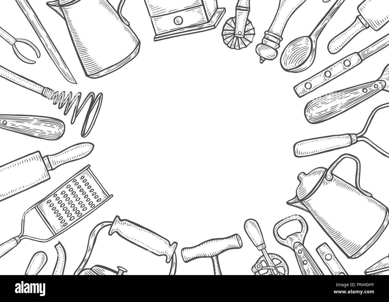 https://c8.alamy.com/comp/PNHGHY/background-of-kitchen-utensils-set-vector-large-collection-hand-drawn-illustration-with-kitchen-tools-utensil-and-cooking-kitchenware-sketch-retro-PNHGHY.jpg