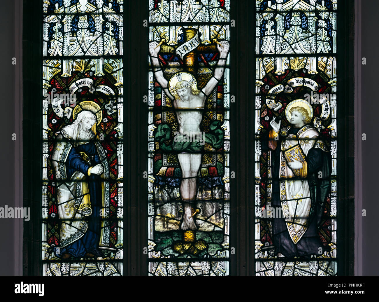 Crucifixion stained glass, All Saints Church, Thorpe Acre, Loughborough