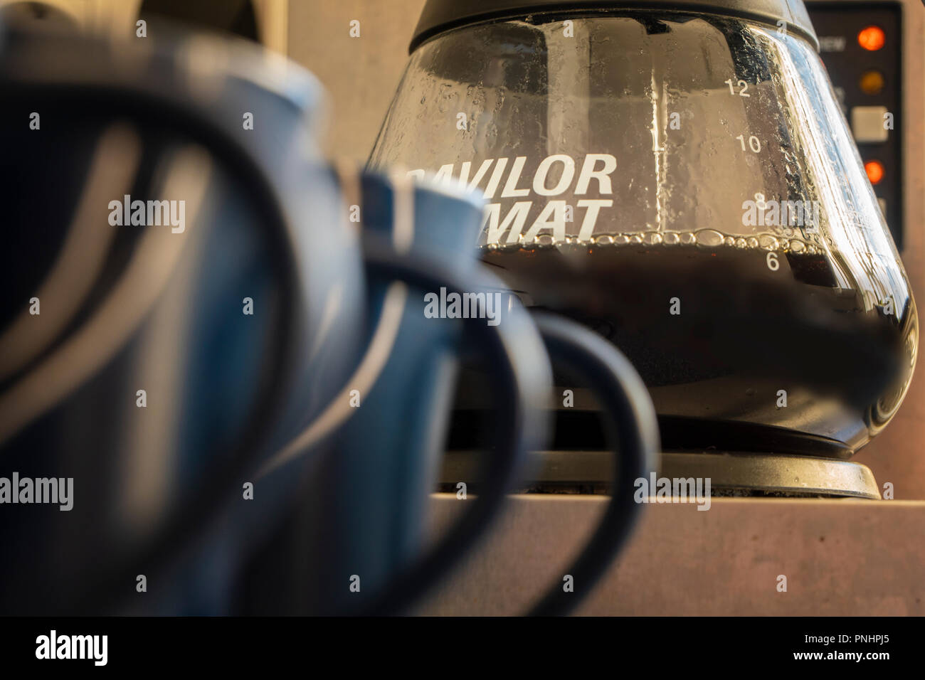 Filter coffee jug filling up Stock Photo Alamy