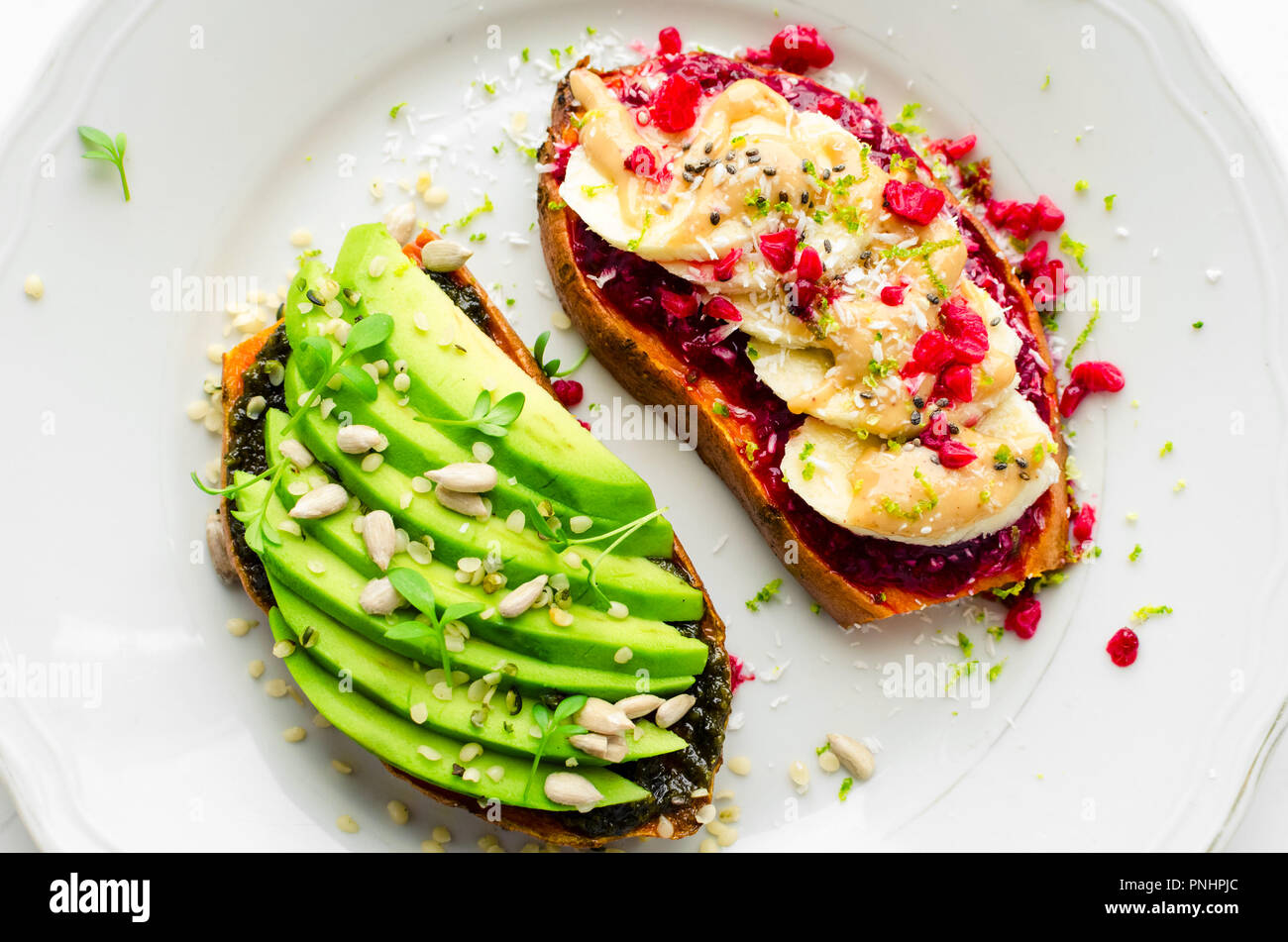 Healthy Sandwich On Sweet Potato For Breakfast Or Snack One