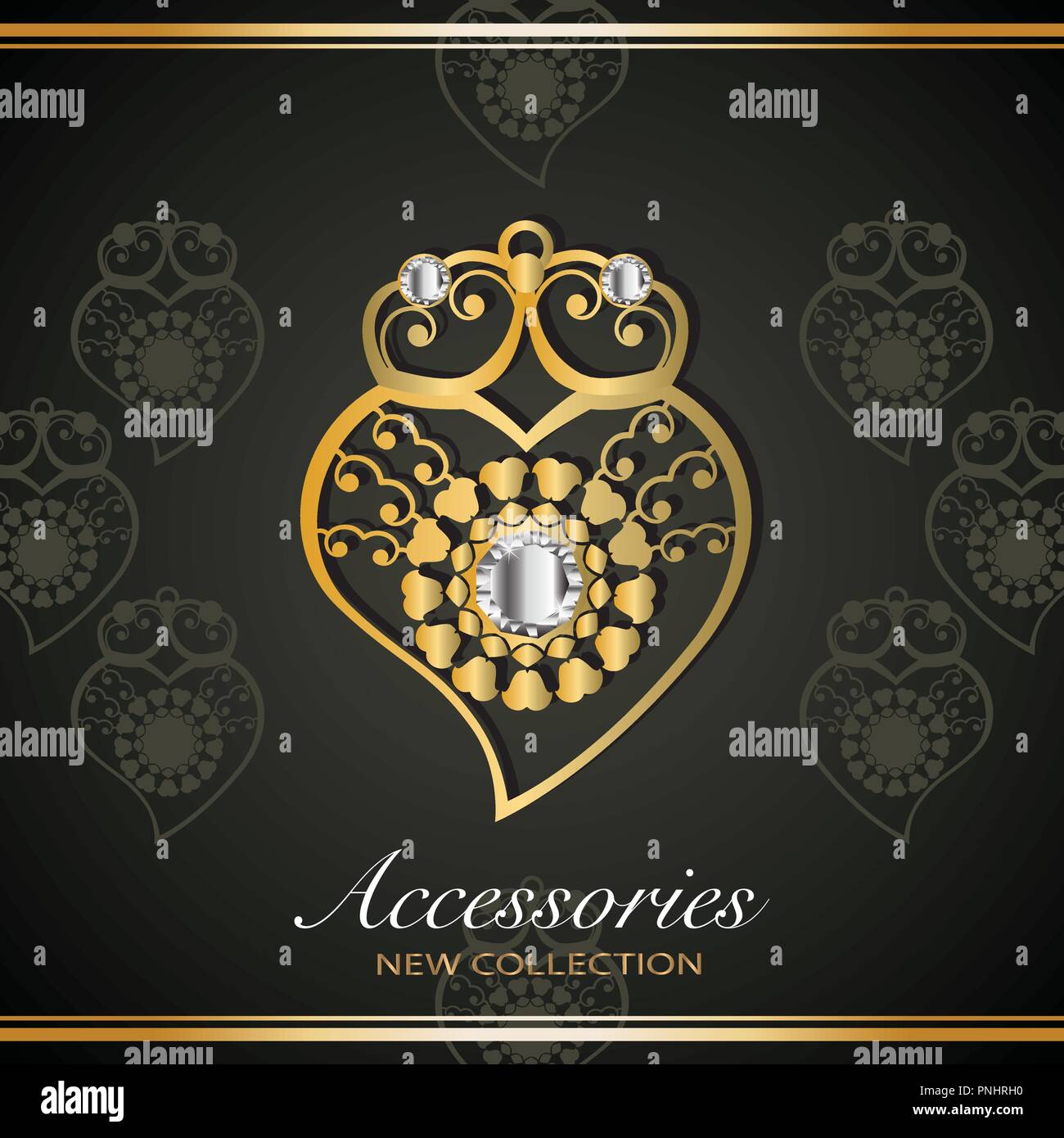 Elegant Viana Heart Luxury Collection Stock Vector