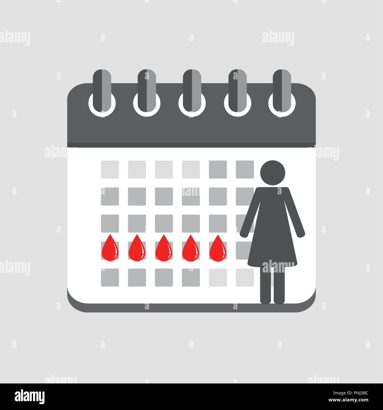 menstruation calendar red signs of menstrual cycle vector illustration EPS10 Stock Vector