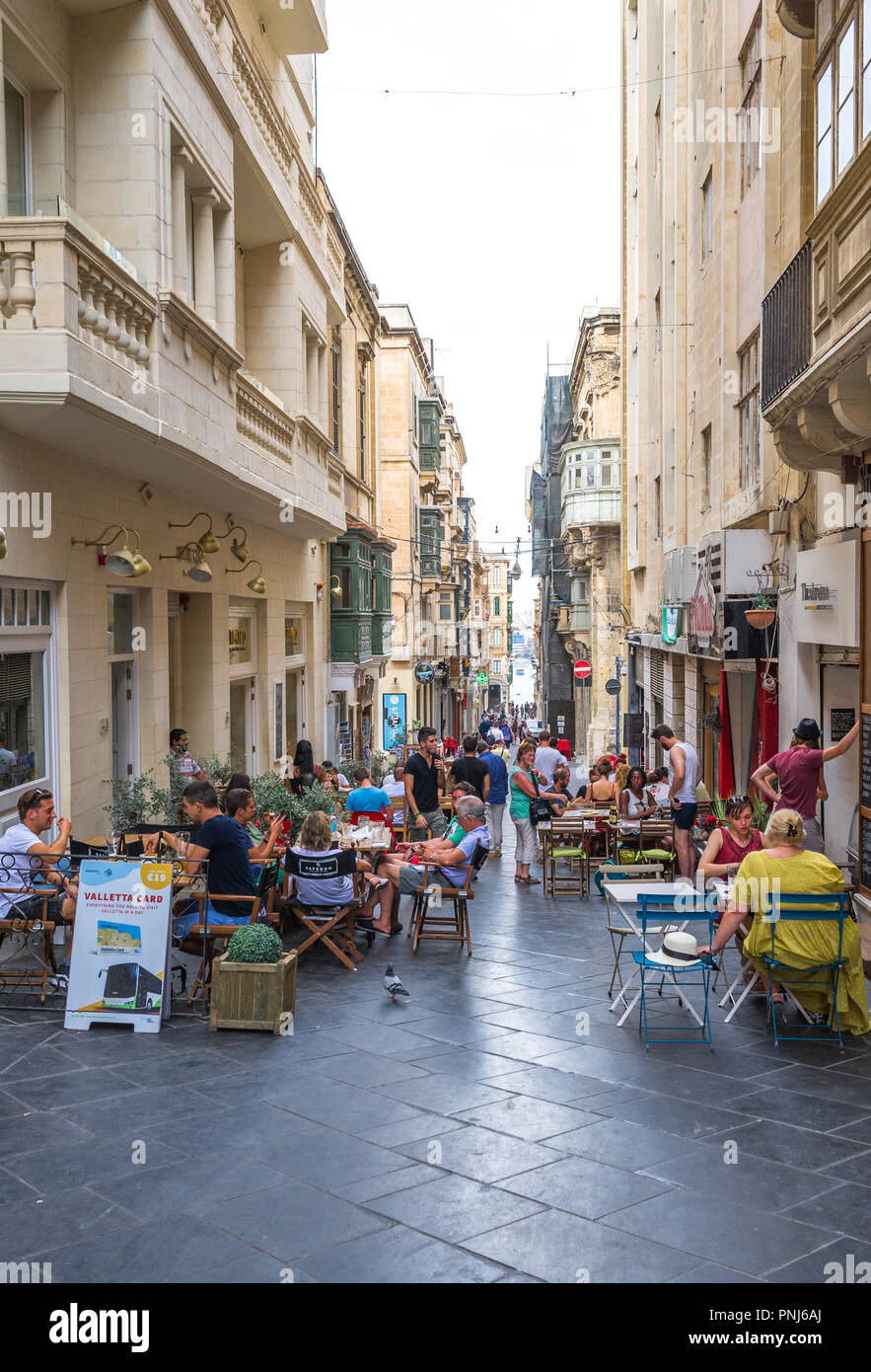 Outdoor food restaurants in Valletta, Malta Stock Photo Alamy