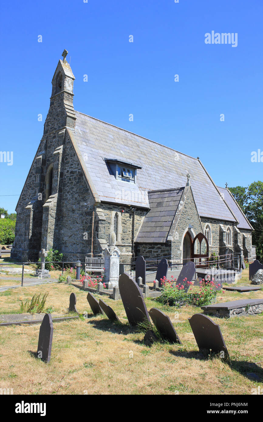 St Maelog's Church, Llanfaelog, Isle of Anglesey - Grade II Listed Stock Photo