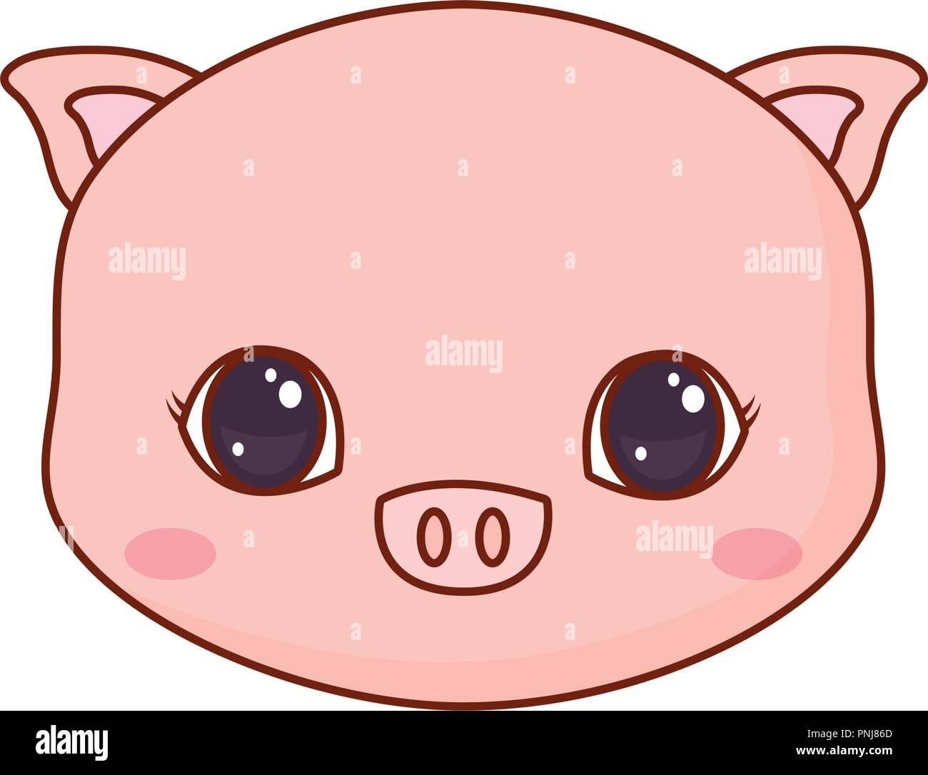 cute face piggy cartoon animal vector illustration Stock Vector Image ...