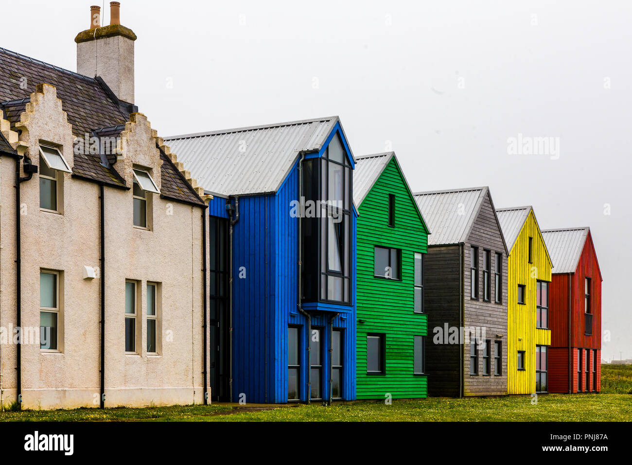 Coloured Houses at John o Groats Stock Photo
