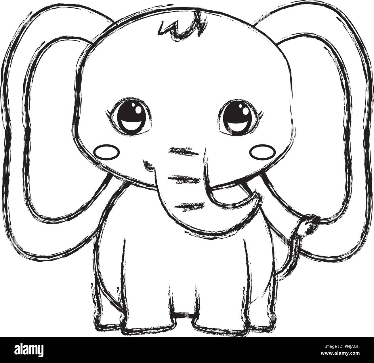 Cute baby elephant cartoon outline set easy Vector Image