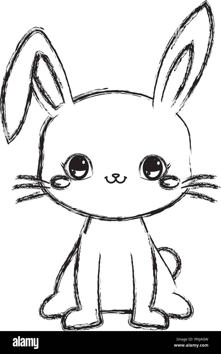 cute rabbit baby sitting cartoon vector illustration hand drawing Stock  Vector Image & Art - Alamy