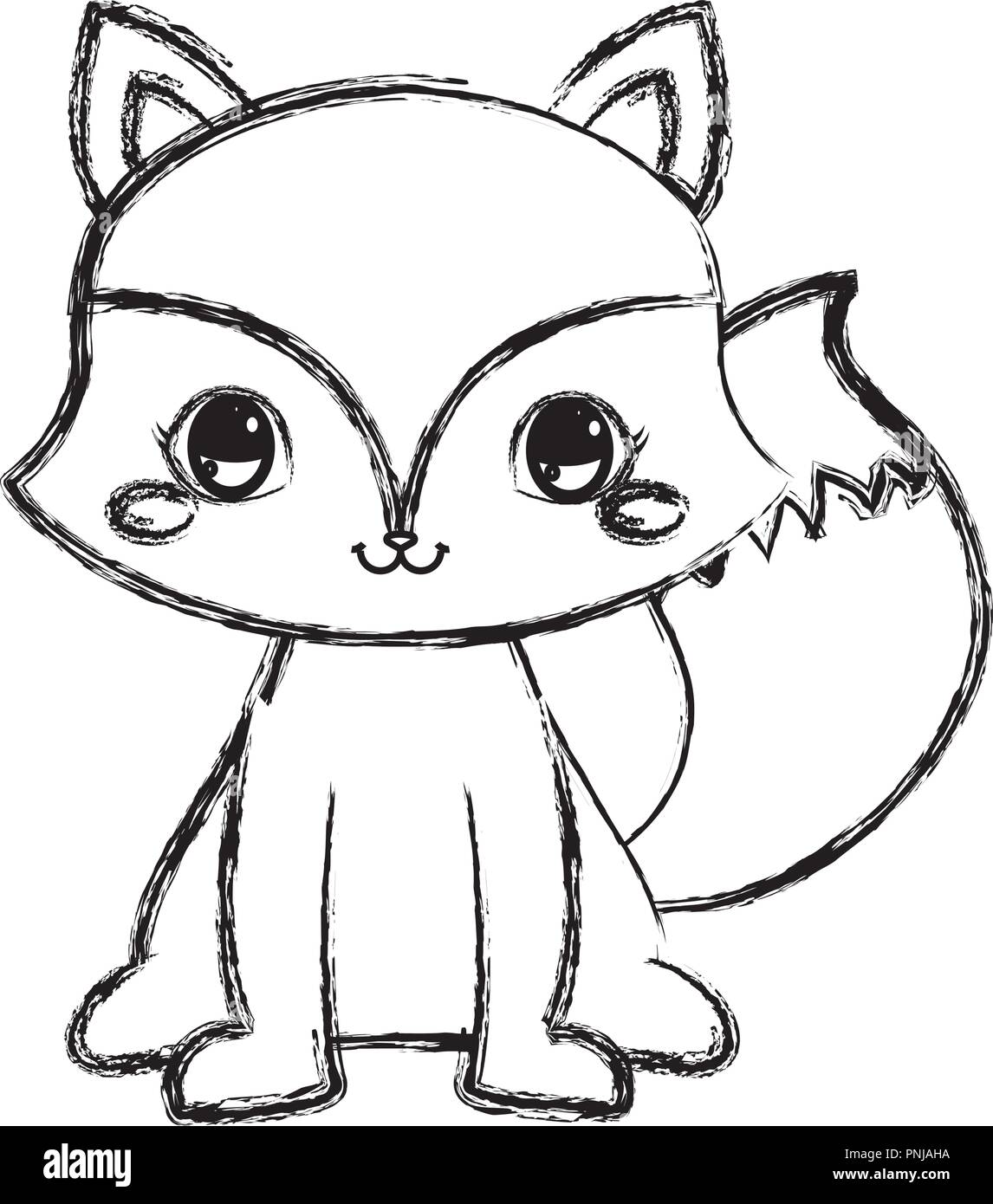 cute fox cartoon animal wildlife vector illustration hand drawing Stock  Vector Image & Art - Alamy