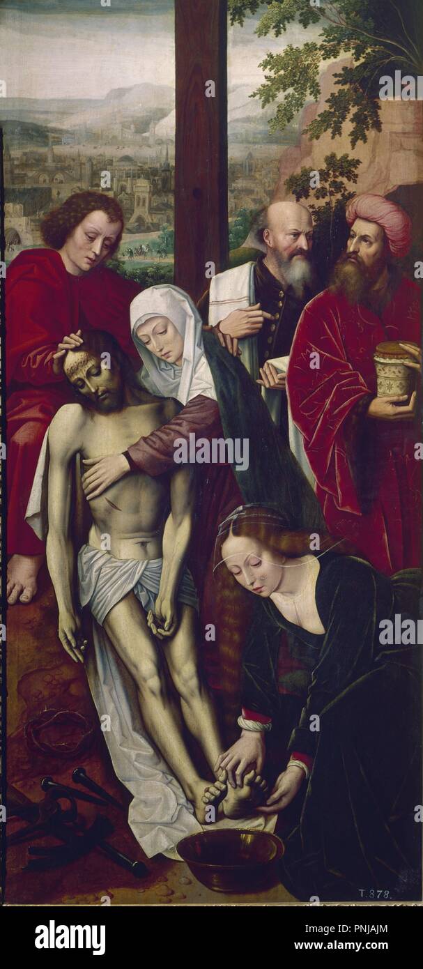 'Pieta', hacia 1528, Oil on panel, 124 x 60 cm, P01927. Author: BENSON, AMBROSIUS. Location: MUSEO DEL PRADO-PINTURA. MADRID. SPAIN. Stock Photo