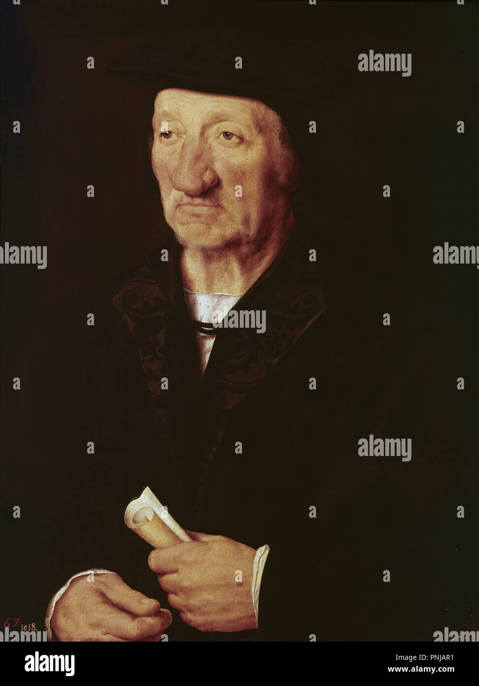 'Portrait of a Old Man', 1525-1527, Oil on panel, 62 cm x 47 cm, P02182. Author: CLEVE, JOOS VAN. Location: MUSEO DEL PRADO-PINTURA. MADRID. SPAIN. Stock Photo