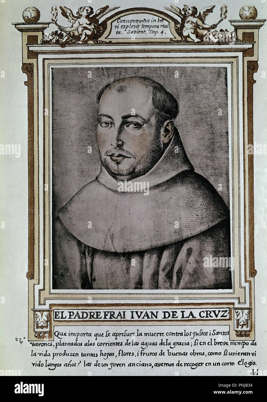 FRAY JUAN DE LA CRUZ (1542/1591) - LIBRO DE RETRATOS DE ILUSTRES Y MEMORABLES VARONES - 1599. Location: BIBLIOTECA NACIONAL-COLECCION. MADRID. Stock Photo