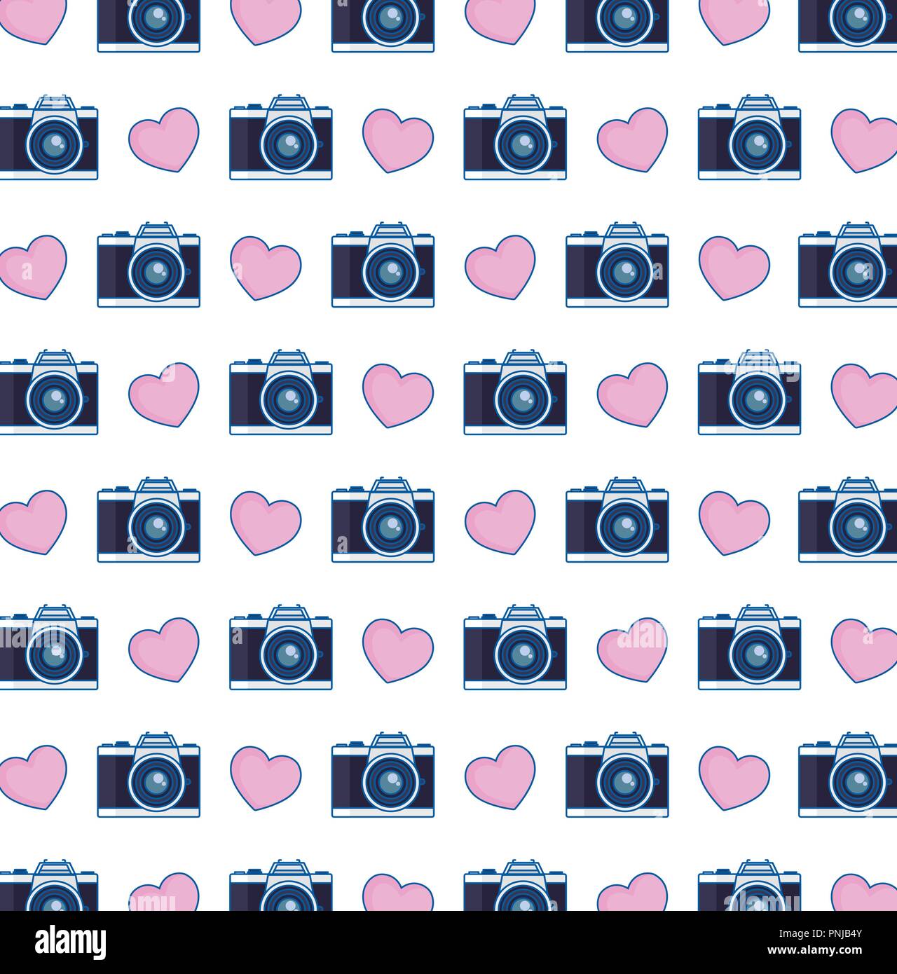 romantic love hearts photographic camera pattern design vector ...