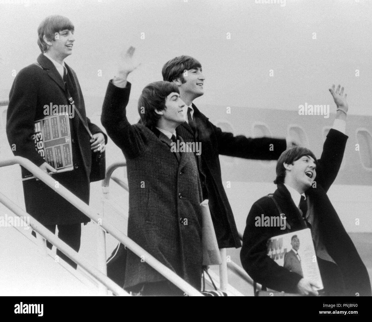 THE BEATLES; RINGO STARR; GEORGE HARRISON; PAUL MACCARTNEY; JOHN LENNON. 1964. Stock Photo