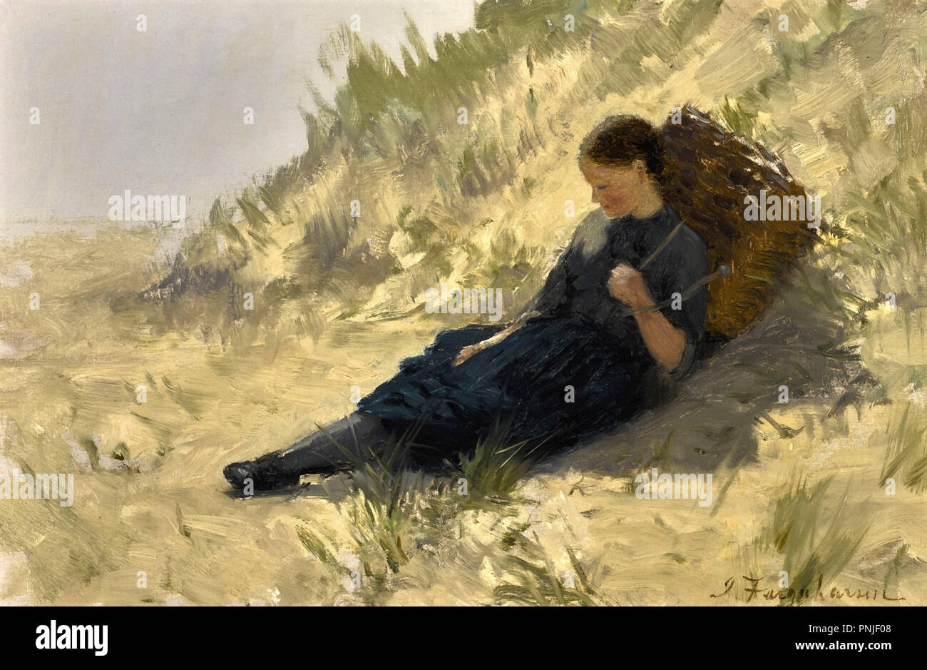 Farquharson  Joseph - a Girl Resting on the Dunes Stock Photo