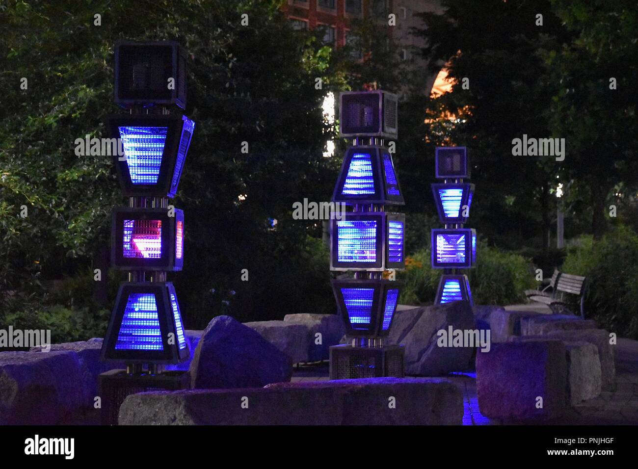 Antique Neon signs along those Kennedy Greenway in downtown Boston