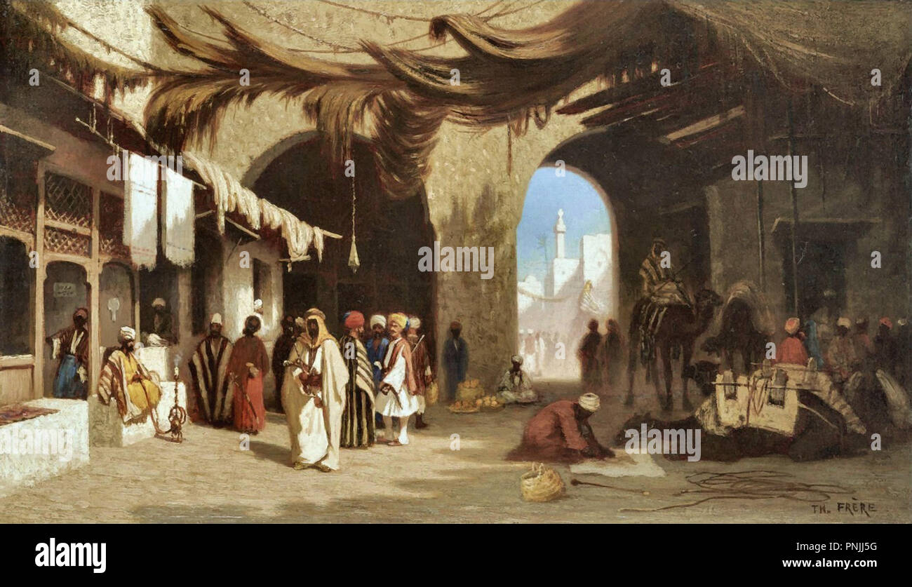 Frere  Charles Théodore - a Bazaar in Beirut Stock Photo