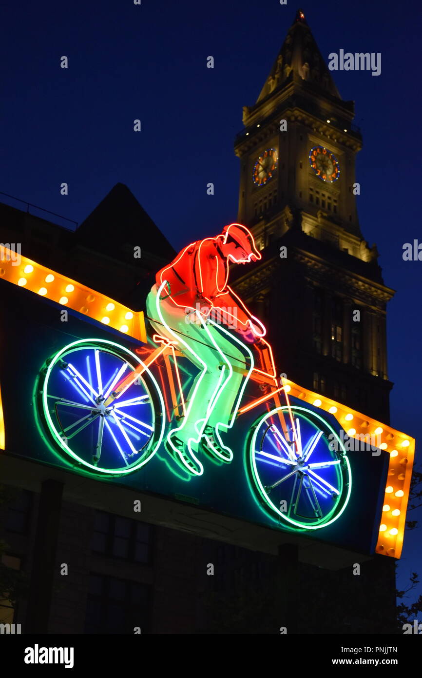 Antique Neon signs along those Kennedy Greenway in downtown Boston